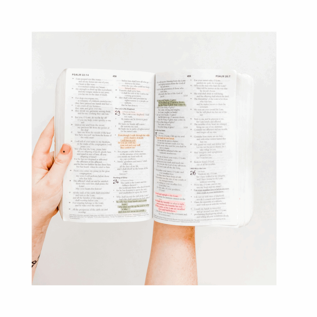 Pictured: Bible with highlighted scripture. Answer for the Anxious Christian to battle Anxiety