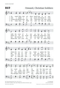 Music sheet for the song Onward, Christian Soldier by St. Gertrude